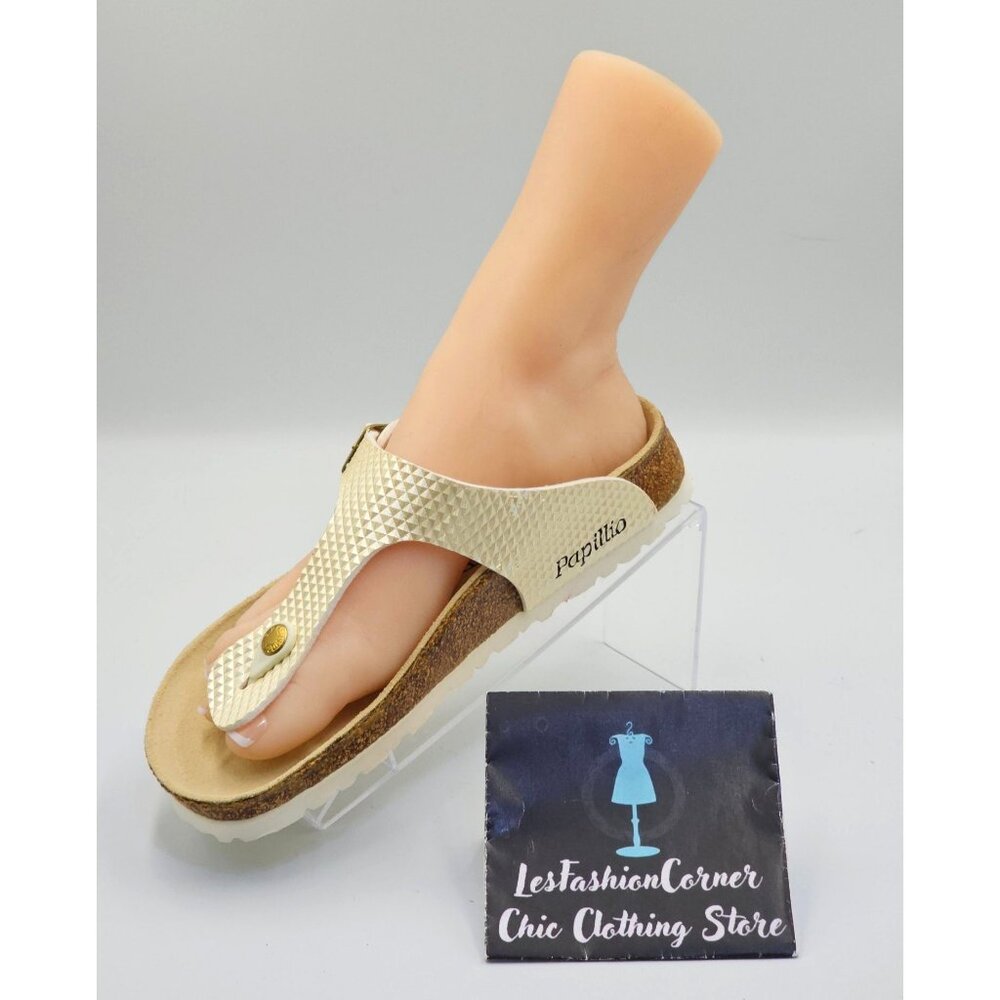 Papillio By Birkenstock Women's Gold Textured Thong Style Sandals Sz 7 (38) 2708 - Picture 16 of 16